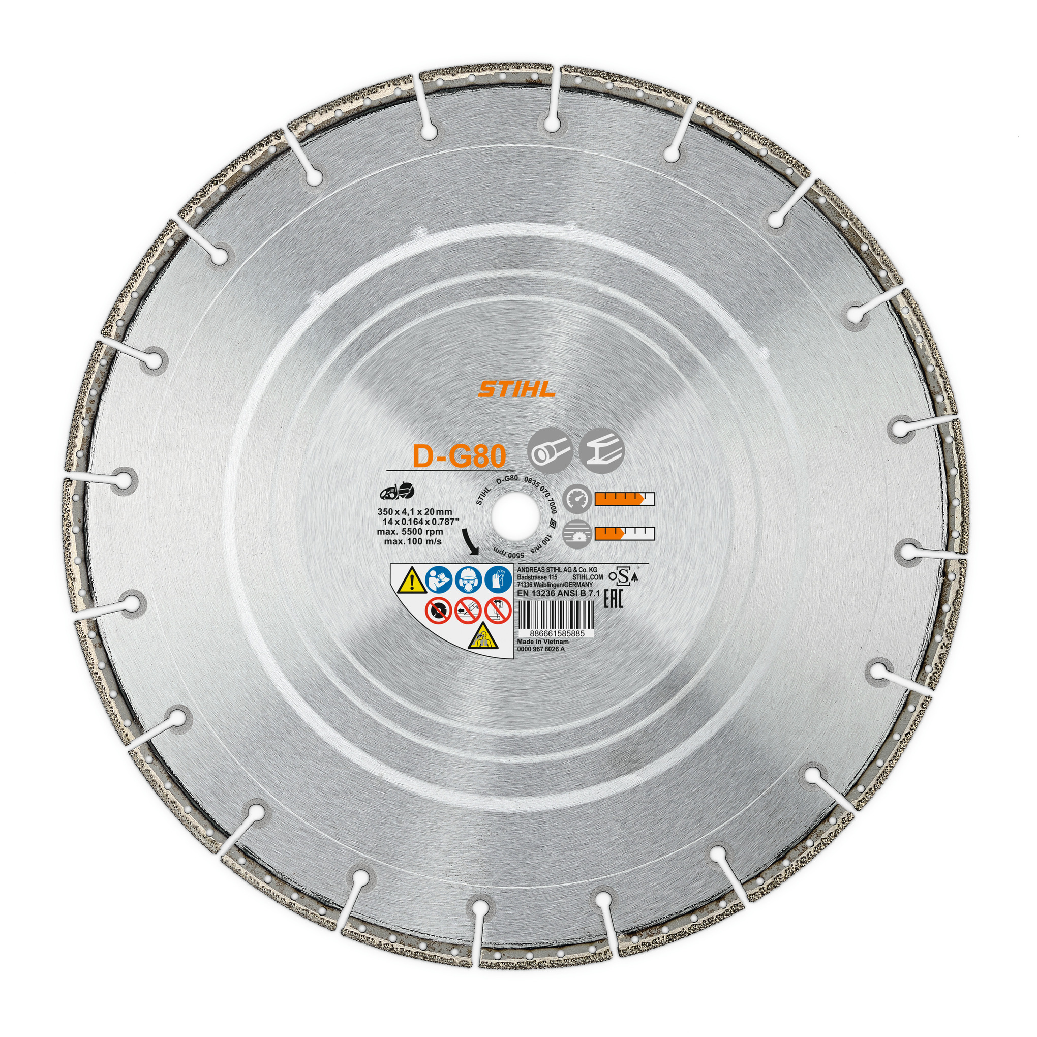 Diamantskæreskive, rørkonstruktion, D-G80, Ø 230 mm/9"