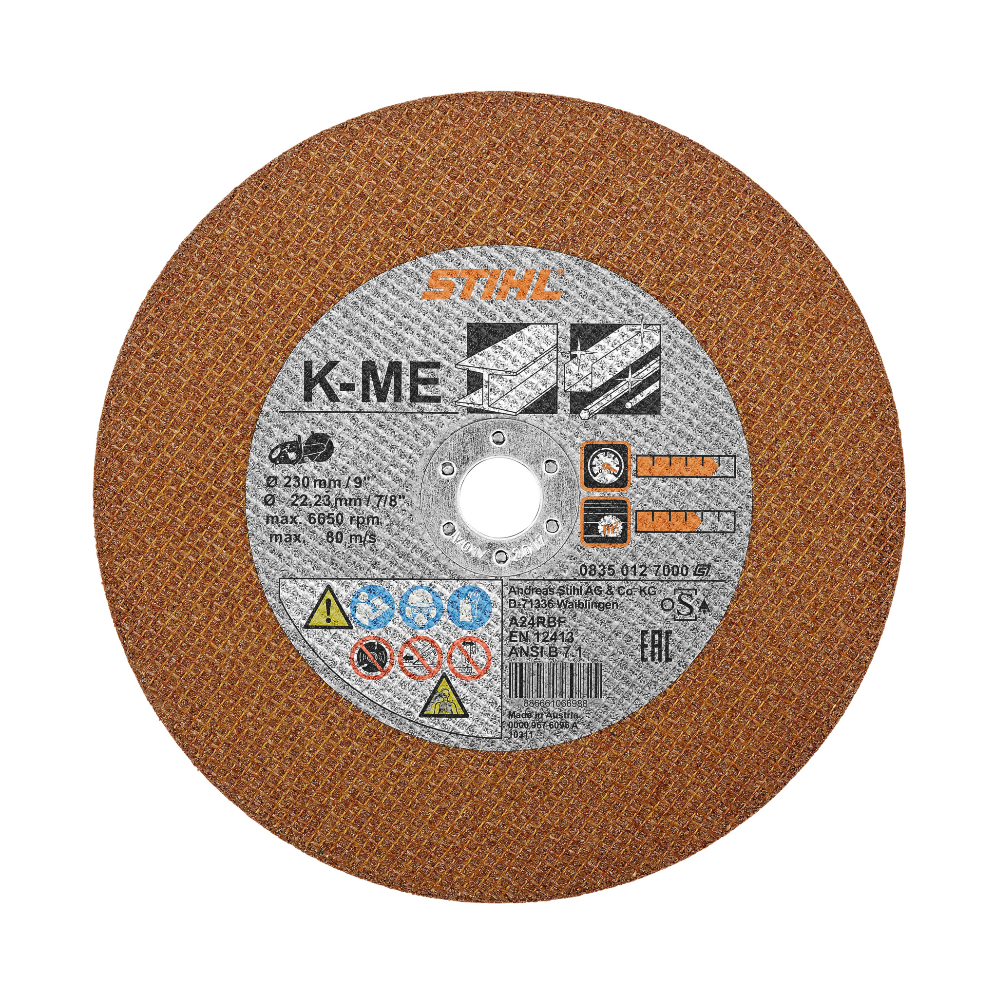 Slibeskive, konstruktionsstål, K-ME, Ø 230 mm/9"