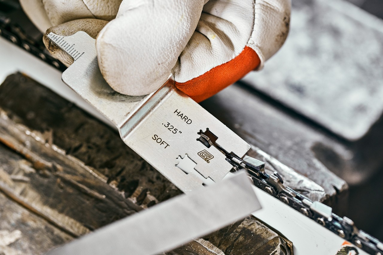 Til indstilling af dybdemåleren på en STIHL-savkæde anvendes et filemål